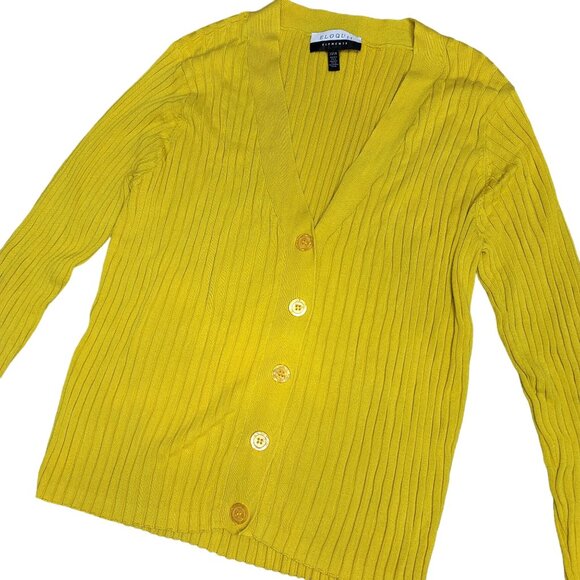 Eloquii Elements Yellow Ribbed Button-Up Cardigan fall winter Sz 22/24 Plus Size - Picture 3 of 5